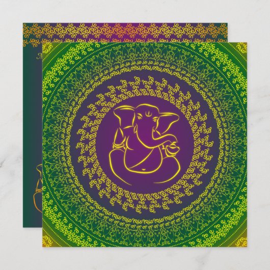 Élégant Faire-part de mariage indien Ganesh Classy (Devant / Derrière)