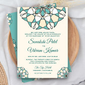 Élégant Faire-part de mariage indien Mandala Turqu