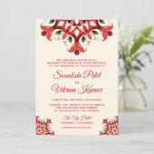 Élégant Faire-part de mariage indien Red Mandala (Debout devant)