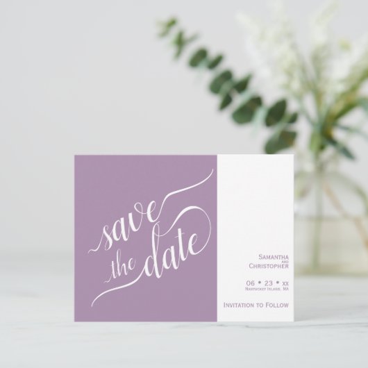 Élégant Faire-part de mariage lavande à conserver (Debout devant)