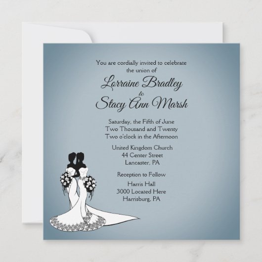 Élégant Faire-part de mariage lesbienne (Devant)