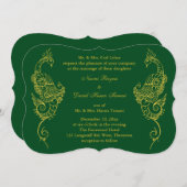 Elégant Faire-part de mariage Mehndi Peacock - Ver (Devant / Derrière)