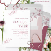 Élégant Faire-part de mariage minimal moderne rose