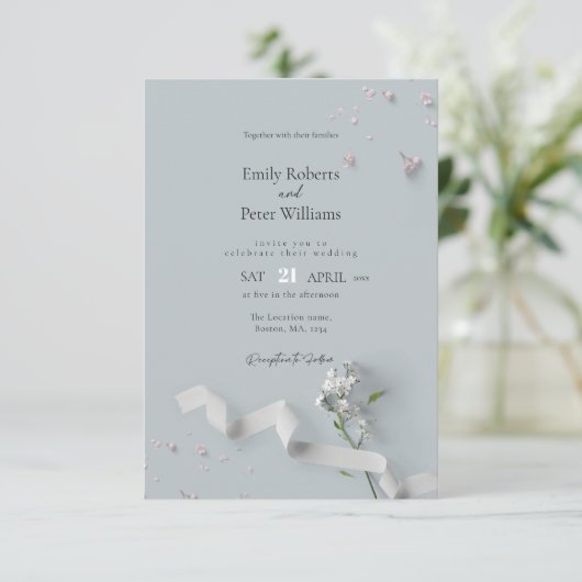 Élégant faire-part de mariage minimaliste (Debout devant)