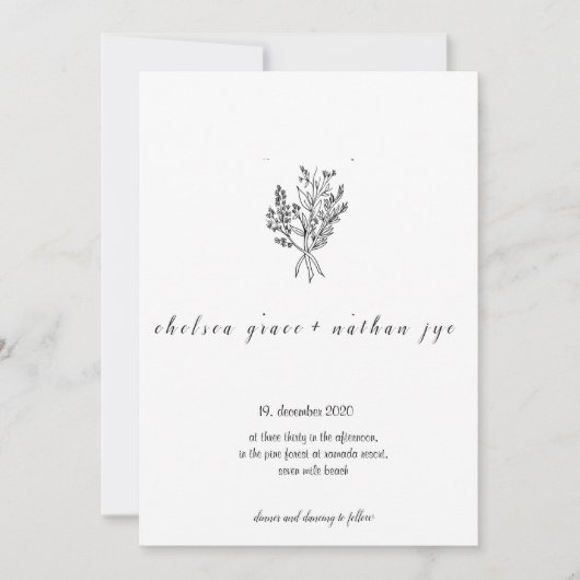 Élégant faire-part de mariage minimaliste (Devant)