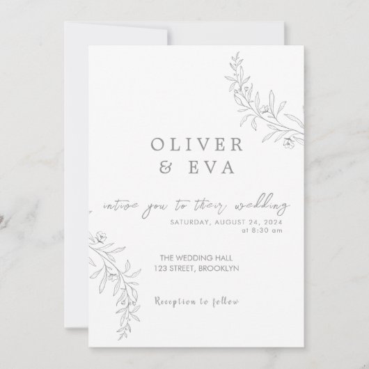 Élégant Faire-part de mariage minimaliste (Devant)