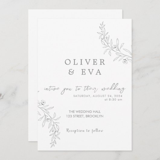 Élégant Faire-part de mariage minimaliste (Devant / Derrière)