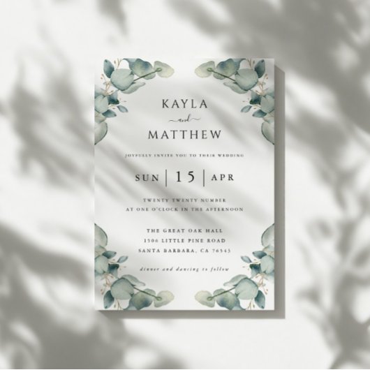 Élégant Faire-part de mariage moderne d'Eucalyptus