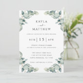 Élégant Faire-part de mariage moderne d'Eucalyptus (Debout devant)
