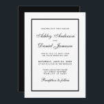 Elégant Faire-part de mariage moderne noir & blanc<br><div class="desc">Moderne Elégant,  mais simple Mariage noir et blanc avec Gold Frame Invitation Card</div>