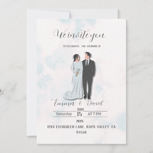 Élégant Faire-part de mariage moderne | Simple et (Devant)