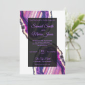 Élégant Faire-part de mariage moderne violet Agate (Debout devant)