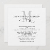 Élégant Faire-part de mariage Monogramme et noms (Devant / Derrière)