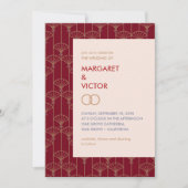 Élégant Faire-part de mariage motif Ikat (Devant)