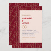 Élégant Faire-part de mariage motif Ikat (Devant / Derrière)