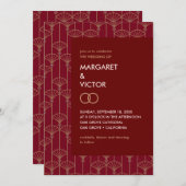 Élégant Faire-part de mariage motif Ikat (Devant / Derrière)