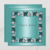 ÉLÉGANT FAIRE-PART DE MARIAGE MULTI-ROSE TURQUOISE (Devant / Derrière)