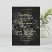 Elégant Faire-part de mariage musulman noir et or (Debout devant)