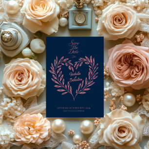 Élégant faire-part de mariage Navy et or rose en f