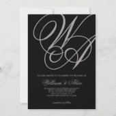 élégant faire-part de mariage noir (Devant)
