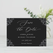 Élégant Faire-Part de Mariage Noir & Blanc (Debout devant)