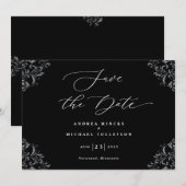 Élégant Faire-Part de Mariage Noir & Blanc (Devant / Derrière)