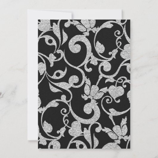 Elégant Faire-part de mariage noir et argent (Dos)