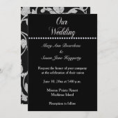 Elégant Faire-part de mariage noir et argent (Devant / Derrière)