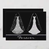 Elégant Faire-part de mariage noir et argent (Devant / Derrière)