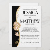 Elégant Faire-part de mariage noir et blanc (Devant / Derrière)