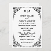 Élégant Faire-part de mariage noir et blanc (Devant / Derrière)