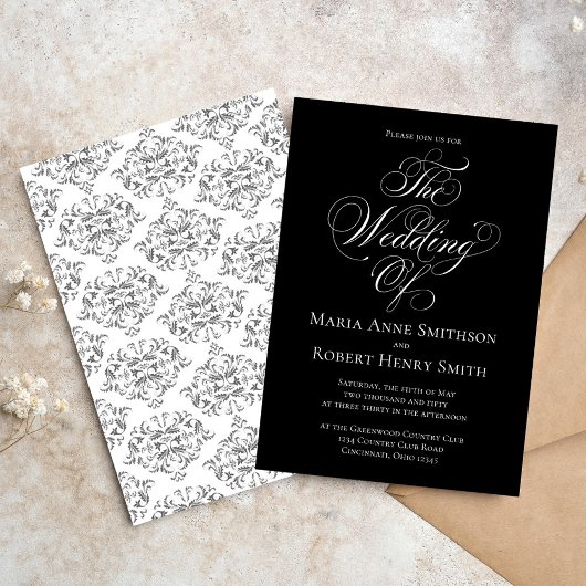 Élégant faire-part de mariage noir et blanc