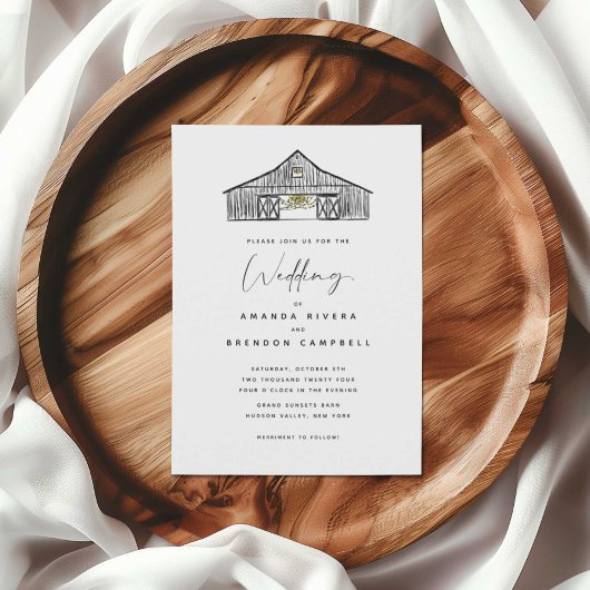 Élégant Faire-part de mariage noir et blanc