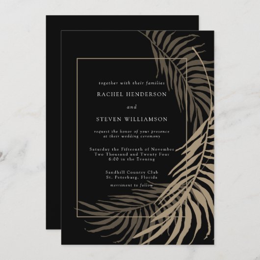 Élégant Faire-part de mariage noir et blanc (Devant / Derrière)