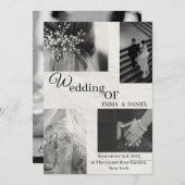 Élégant Faire-part de mariage noir et blanc (Devant / Derrière)