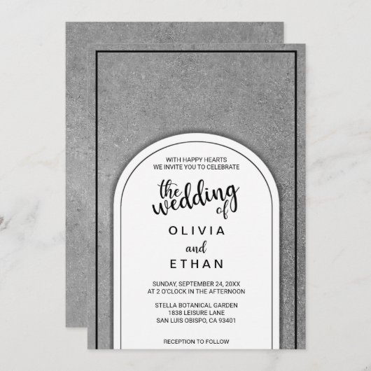 Elégant Faire-part de mariage noir et blanc (Devant / Derrière)