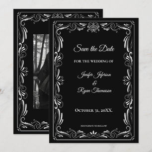 Élégant faire-part de mariage noir et blanc à cons