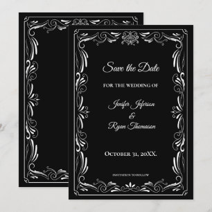 Élégant faire-part de mariage noir et blanc à cons