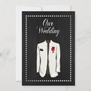 Elégant Faire-part de mariage noir et gris argenté
