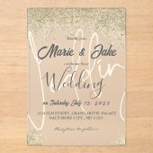 Élégant Faire-part de mariage noir et or (Recto)