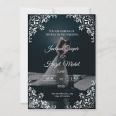 Élégant faire-part de mariage noir & or (Devant)