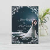 Élégant faire-part de mariage noir & or (Debout devant)