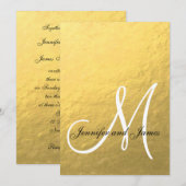 Élégant Faire-part de mariage Noir Or Initial (Devant / Derrière)