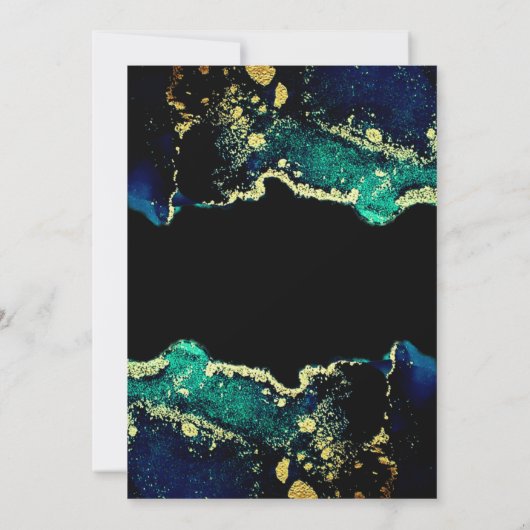 Elégant Faire-part de mariage Noir Vert Or (Dos)