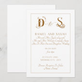 Élégant Faire-part de mariage Or (Devant / Derrière)