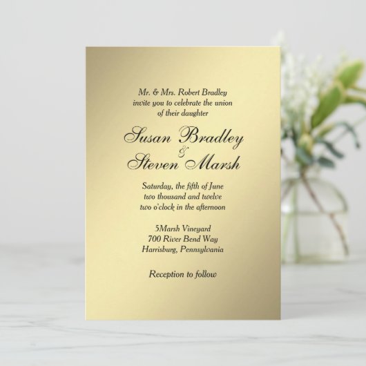 Élégant Faire-part de mariage Or (Debout devant)