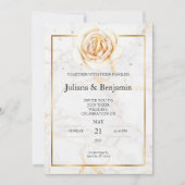 Elégant Faire-part de mariage or avec Accent Flora (Devant)