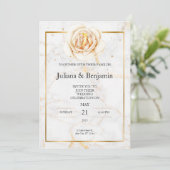 Elégant Faire-part de mariage or avec Accent Flora (Debout devant)