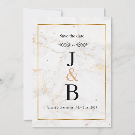 Elégant Faire-part de mariage or avec Accent Flora (Dos)