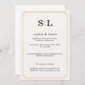 Elégant Faire-part de mariage or avec Monogramme (Devant / Derrière)